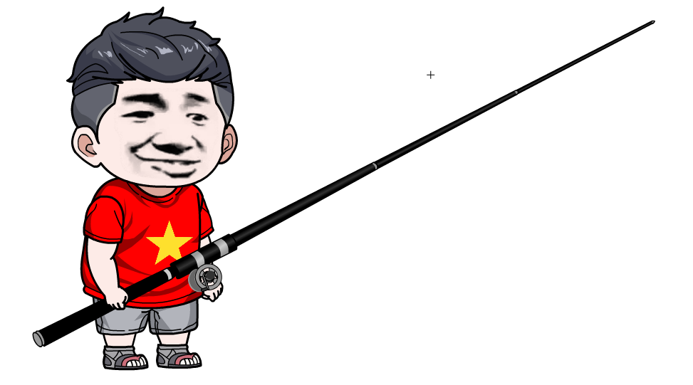Nhân vật Việt Nam cầm cần câu - Câu cá vạn cân