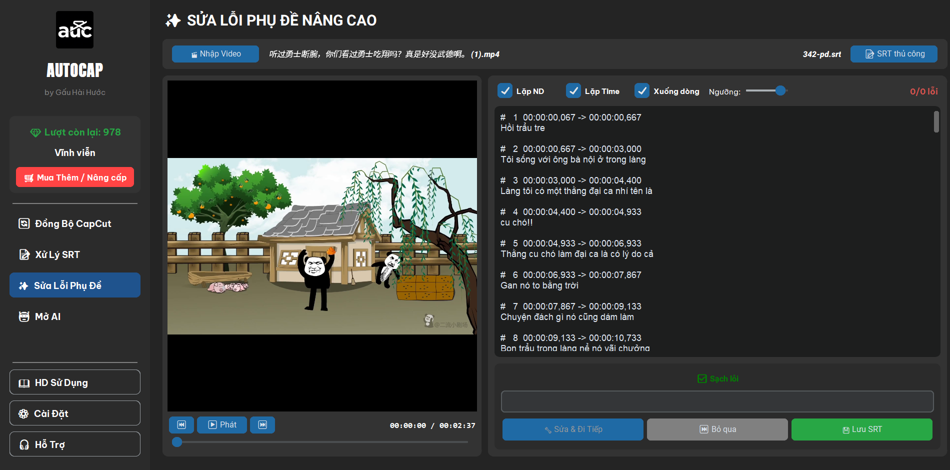 Gấu Hài Hước Ra Mắt Công Cụ Vietsub Hoạt Hình Siêu Tốc Hoàn Toàn Miễn Phí