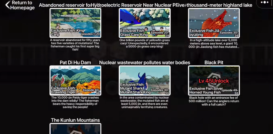 Các map câu cá vạn cân